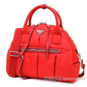 Prada Tessuto Bomber Handbag Triangle Logo Red Shoulder Bag Boston Crossbody